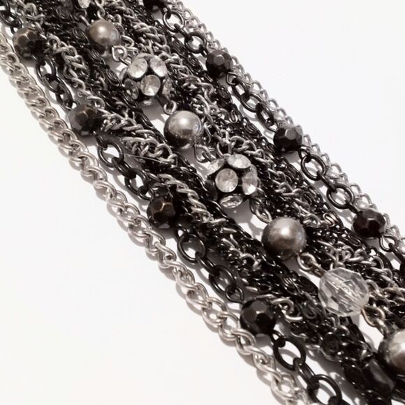 Gunmetal Silver Multi Chain Statement Bracelet Toggle Clasp 7.75" - Picture 4 of 5